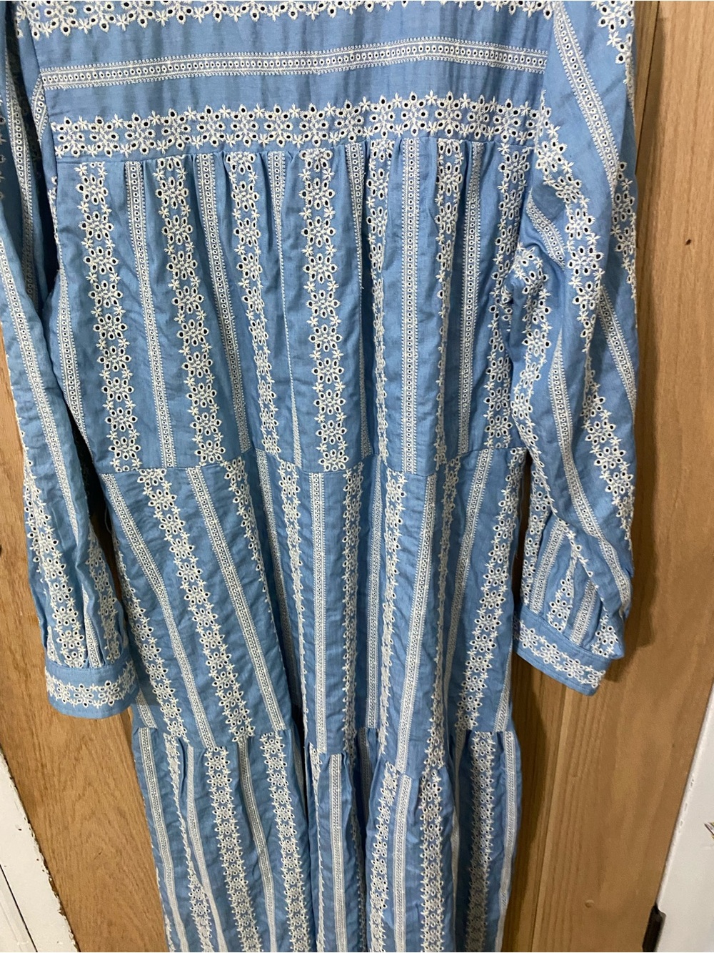 Boden Ellie Cotton Maxi Shirt Dress Broderie Denim Sz 16-18L Missing Belt. - Picture 8 of 8